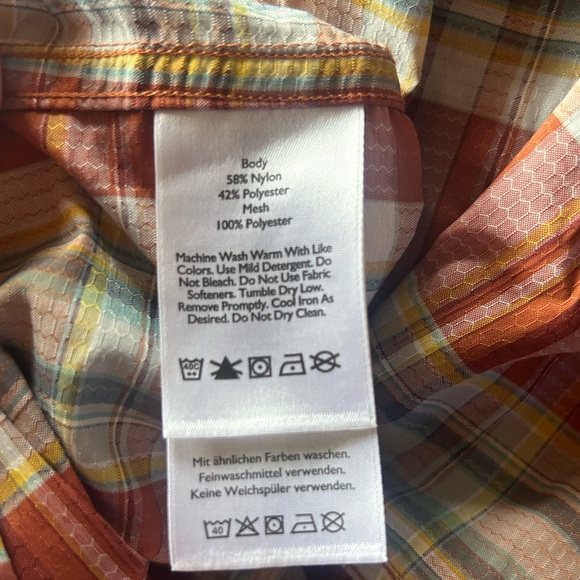 EDDIE BAUER men’s sz L short sleeve button down rustic plaid top - Picture 9 of 10